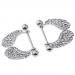 Dolity 1 Pair Stainless Steel Accent Angel Wings Nipple Shield 16g Full Crystal 16g - White