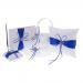 SunniMix Pieces of 5 Wedding Set Guest Book and Pen Stand Flower Girl Basket Ring Cushion Ring Holder Ring Bearer Garter Keepsake Memorial - Blue, as described