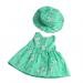 Dovewill 2pcs Fancy Clothes Outfit for 18inch American Girl My Life Zapf Baby Born Dolls Floral Dress Hat Set Green