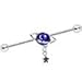 Body Candy Womens 14G 316L Steel Blue Accent Planet Saturn Star Helix Cartilage Industrial Barbell 1 1/2