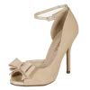 City Classified Lustacious Women's Peep Toe D'Orsay Bow Tie Ankle Strap Heel Pumps, Beige Nubuck Leatherette, 9 M - Image 3