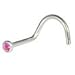 Body Candy Stainless Steel Rose Pink Nose Stud Screw Ring Created with Crystal 20 Gauge 1/4