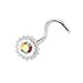 Body Candy Steel 925 Silver Aurora Flower Nose Stud Ring Created with Swarovski Crystals 22 Gauge 3/16