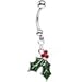 Body Candy Holiday Mistletoe Dangle Belly Ring Created with Crystal - Christmas Belly Ring