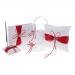 SunniMix Pieces of 5 Wedding Set Guest Book and Pen Stand Flower Girl Basket Ring Cushion Ring Holder Ring Bearer Garter Keepsake Memorial - Red, as described