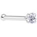 Solid 14KT White Gold 2mm Cubic Zirconia SOLITAIRE Nose Stud Ring