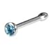Body Candy Stainless Steel 1.7mm Green Blue Nose Stud Bone Created with Crystal 20 Gauge 1/4