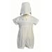 Boy's Smocked Cotton Christening Baptism Romper with Hat
