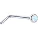 14k White Gold 2mm Synthetic Opal L-Shaped Nose Ring 20 Gauge