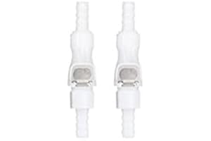 BBTUS 2Pcs 1/8" 3/16" 1/4" 1/8" 90 Degree Elbow Plastic Tube in-line Hose Quick Connector Disconnect Hose Barb insert Fittings with Shut-Off Valved in Quick Release Coupling(2 Male+ 2 Female) (1/4")