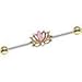 Body Candy Stainless Steel Pink Synthetic Opal Lotus Industrial Barbell 14 Gauge 38mm