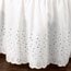 Collections Etc Eyelet Floral Scalloped Elastic Dust Ruffle Bed Skirt, Wrap-Around Easy Fit Design, White, Twin/Full