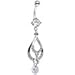 Body Candy 316L Stainless Steel Glittering Double Drop Dangle Belly Ring
