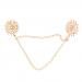 Round Collar Tips Shirt Stud Neck Brooch with Chain Tassels Golden