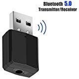 Jialebi Bluetooth 5.0 Transmitter and Receiver 2-in-1,Bluetooth Transmitter for TV,Wireless Bluetooth Adapter with aptX for CD-Like Voice Enjoyment,Bluetooth Audio Receiver for Car/Home Stereo System