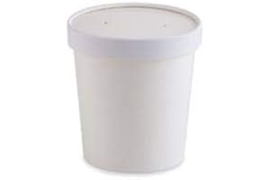 CULINWARE Eco Friendly Recyclable Kraft Soup Bowls | White Disposable Food Cups with Lids | Container - Soup Cups Great for Restaurants, Take-Outs, Or Disposable Soup Bowls To Go Lunch (25/Pack) (White, 16 oz)