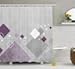 Ambesonne Abstract Shower Curtain, Geometric Composition with Different Colored Squares Striped Dotted Rhombus, Cloth Fabric for Bath Decor Set with 12 Hooks House Bathroom, 69