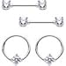 Body Candy Steel Clear Accent BCR Captive Ring Straight Barbell Nipple Ring Set of 4 14 Gauge 9/16
