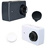 [2PCS] Deyard Silicone Rubber Protective Housing Case + Lens Cap Cover for Xiaomi Yi 4K / Yi 4K+ Plus/Yi Lite Action Camera - Black and White