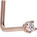 Body Candy Solid 14k Rose Gold 2mm Cubic Zirconia L Shaped Nose Stud Ring 20 Gauge 1/4