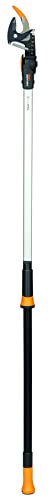 Fiskars Bypass Schneidgiraffe für frische Äste und Zweige, Nicht teleskopierbar, Antihaftbeschichtet, Stahlklinge/Aluminiumstiel, Länge 1,6 m, Schwarz/Orange, UPX82, 1023625