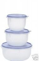 Tupperware Classic Mixing Bowl Set of 3 Blueberry Mist Seals
