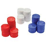 Plastic Chips - Red, White & Blue (100 Each) - Poker Bingo Card Game Counting Markers