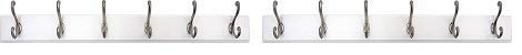 Headbourne 93785 Hook Rail/Coat Rack with 6 Satin Nickel Hooks, White Board (2-(Pack))