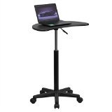 Height Adjustable Mobile Laptop Computer Desk with Black Top