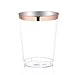 Rose Gold Plastic Cups | 12 Oz. 50 Pack Clear Plastic Cups Durable Perfect Size | Rose Gold Rimmed Stylish Party Plastic Cups | Elegant Plastic Champagne Glasses | Fancy Rose Gold Party Decorations