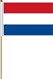 Netherlands Holland Large 12 X 18 Inch Country Stick Flag Banner on a 2 Foot Wooden Stick .. Great Quality Polyester ... New