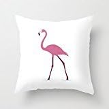 Cute Flamingo Canvas Throw Pillow Covers Square Zippered Pillow Case Cushion Covers for Teen Girls