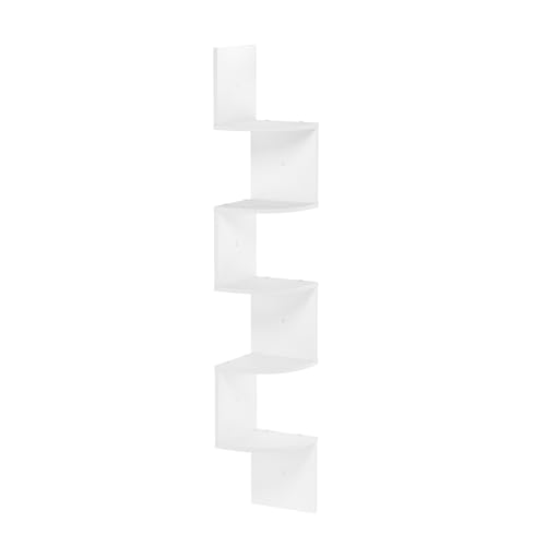 Furinno Rossi 5-Tier Floating Wall Mount Wedge with Radial Shelf, White
