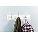 Liberty 22 inch Stylish Wall Mounted White and Satin Nickel Wardrobe Hook Rail/Coat Rack with 3 Pretty Dual Hanger Hooks for Coats, Hats, Scarves, Key • Extra Wide Hanging Space