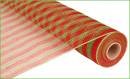 Deco Mesh Design - Red / Lime with Red Lime Foil Stripe Deco Poly Mesh 21" x 10 yards