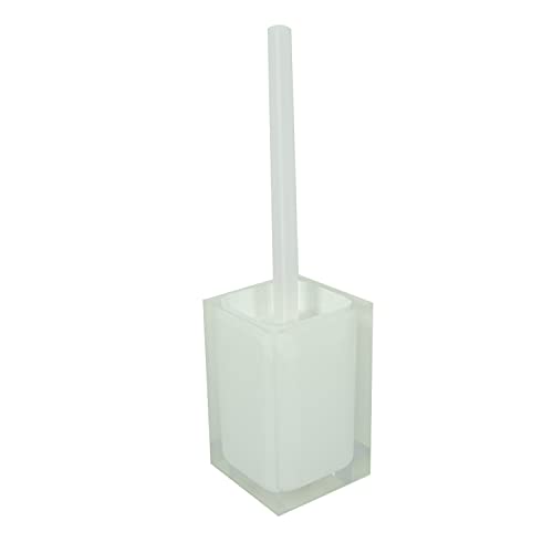 Gedy Auckland White, Dimensions and Weight: 37.5 x 9.8 x 9.8 cm & 0.85 kg, Made Clear Resin, Toilet Brush Design by R&S, Handmade, 2 Year Warranty, Unica