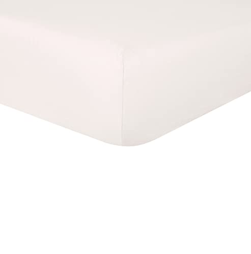 Sleepdown 100% Pure Cotton Deep Fitted Sheet Warm Cosy Breathable Super Soft Bedsheet Bed Linen 32cm Extra Deep Pockets - Natural - King,5056557500635