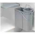 Wesco Einbau Abfalleimer Vario 1 plus, 19 Liter mit 5 Liter Bioeimer, alugrau, Abfallsammler, schwenkbar