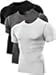 Neleus Men's 3 Pack Athletic Compression Under Base Layer Sport Shirt,Black,Grey,White,XL