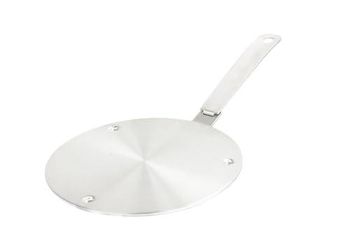7.5 inch Heat Diffuser Stainless Steel Induction Adapter with Concave Spots for Electric Gas Stove Glass Induction Cooktop, Heats Up Faster,Detachable Handle