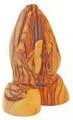 Hand Carved Olive Wood Praying Hands Sculpture. 10cm, Orange, 10cm in height