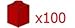 100x LEGO® Red 1x1 Bricks