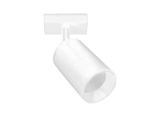 Weiße schwenkbare röhrenförmige LED-Wandleuchte mit GU10-Sockel und austauschbarem goldfarbenem Ring, ideal für die Beleuchtung und Dekoration von Räumen mit Eleganz und Vielseitigkeit, passend zu