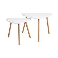 HOMFA Nesting Coffee End Tables Modern Furniture Decor Side Table for Living Room Balcony Home and Office ( White, Set of 2 )