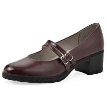 CLIFFS BY WHITE MOUNTAIN WOMEN’S HUNTA CUSHIONED DOUBLE-STRAP MARY JANE PUMP, BURGUNDY/PATENT, 8.5 M