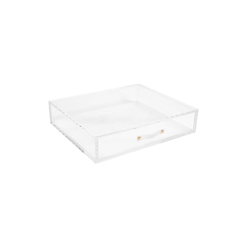 RUSSELL+HAZEL Gaveta de acrĂlico, 31,8 cm L x 26,7 cm C x 7 cm A, gaveta organizadora empilhável para escritĂłrio ou casa, banheiro ou armazenamento de maquiagem (55745)