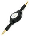Retractable 3.5mm Male to Audio Cable (Black, 2.3 ft) for Samsung mp3