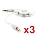 eTECH Collection 3 Pack of Retractable 3.5 mm Auxiliary Cable Cord,3.5mm to 3.5mm AUX Audio Cable,For Apple iPhone 6 Plus 5S/5C/5/4S/4, HTC ONE M7, M8... (White Color) -- Shipping From USA