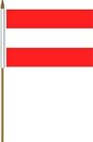 Austria Plain Small 4 X 6 Inch Mini Stick Country Flag Banner with 10 Inch Plastic Pole .. Great Quality Polyester ... New