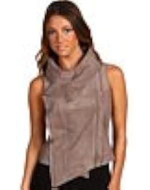 BCBGMAXAZRIA Women's Gray Fabian Raw Edge Vest Large